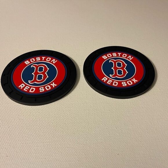 MLB Boston Red Sox car cup Coasters in black with logo Set of 2 NWT - Picture 6 of 7